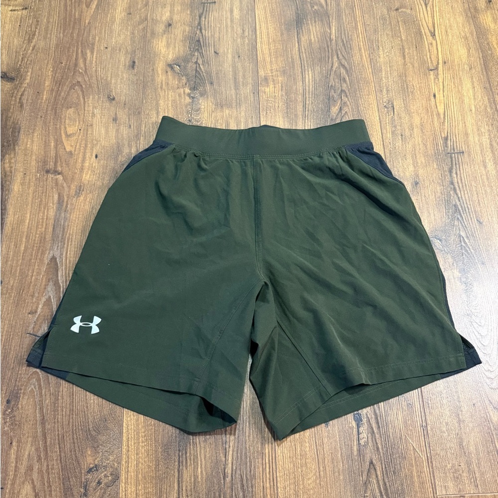 Under Armour Men's Threadborne Active Shorts Army Green Black Size Small NWT